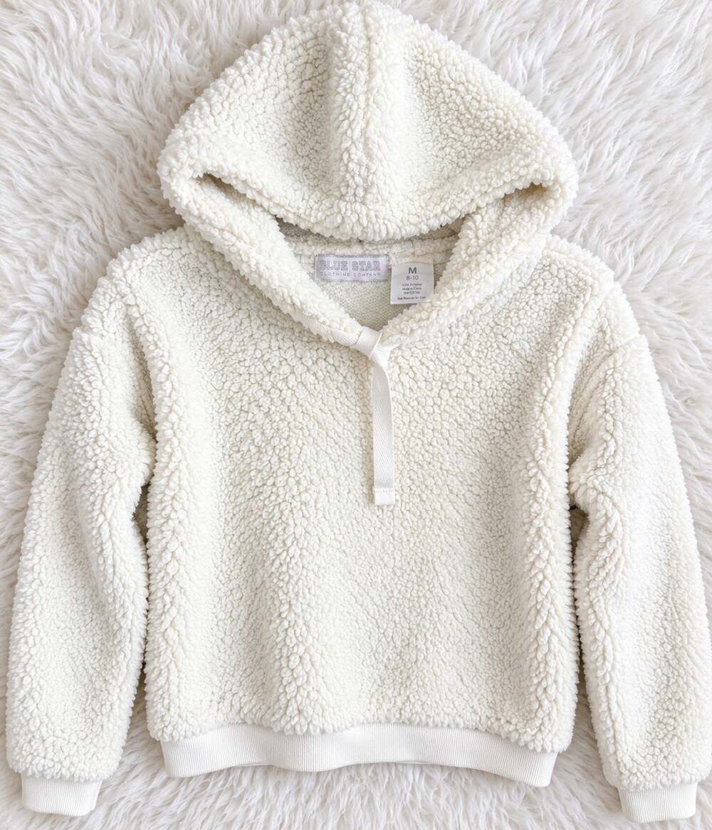Blue Star Clothing Company Cream Sherpa Quarter Zip Pullover Women’s Size Medium